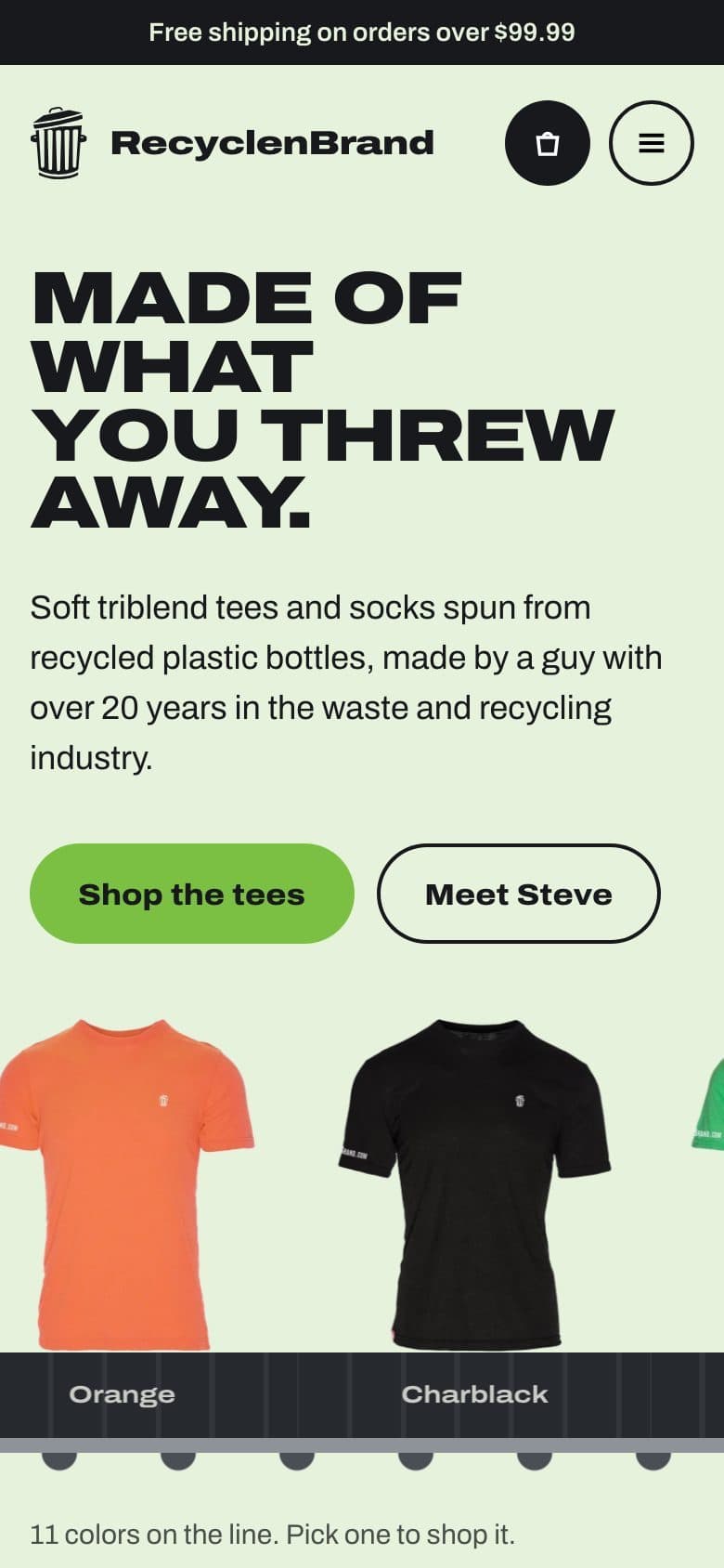 The new RecyclenBrand homepage on a phone